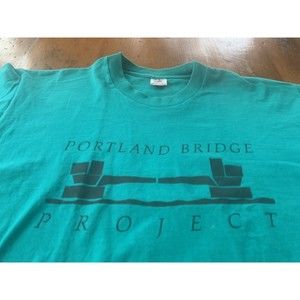 Vintage 1997 Casco Bay Bridge Portland Maine T Shirt Teal Green Sz XL